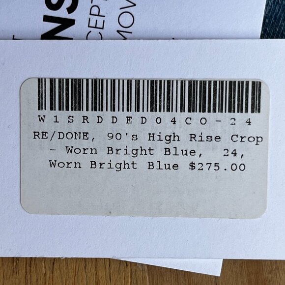 RE/DONE 90s HIGH RISE ANKLE CROP JEANS WOMEN’S sz 24 Button Fly Blue Stretch NWT - Picture 12 of 16